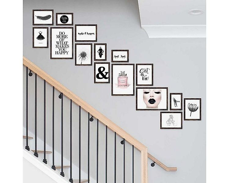 PHOTOLINI Bilderrahmen 15er Set Modern Schmal 10x15 bis 21x30 cm günstig online kaufen