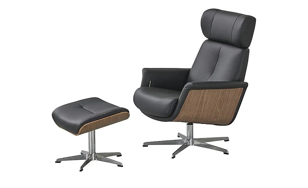 uno Sessel-Hocker-Set aus Leder Arne ¦ schwarz Polstermöbel > Sessel > Rela günstig online kaufen