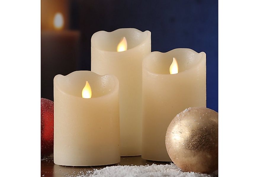 MARELIDA LED-Kerze LED Kerzenset Rustik-Optik mit beweglicher Flamme Fernb. günstig online kaufen