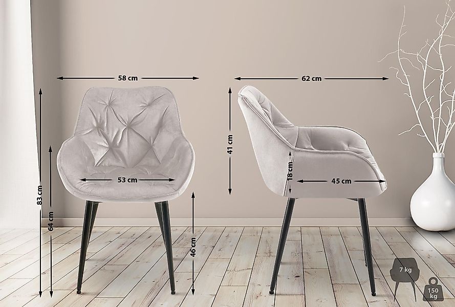 CLP Esszimmerstuhl Tanna Samt (2er Set), günstig online kaufen