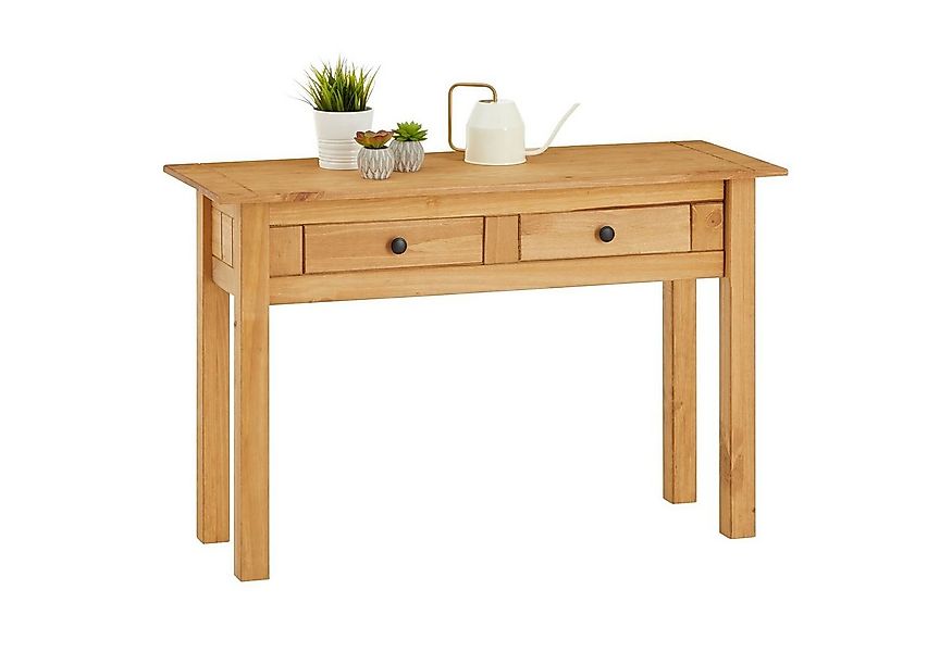 CARO-Möbel Konsolentisch CANCUN, Schmaler Flurtisch mit 2 Schubladen, Kiefe günstig online kaufen