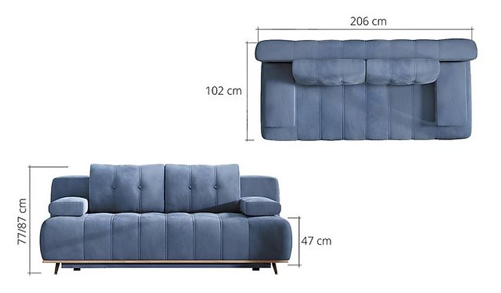 Xlmoebel Sofa Dreisitzer Schlafcouch für das Wohnzimmer - Stilvolles, Herge günstig online kaufen