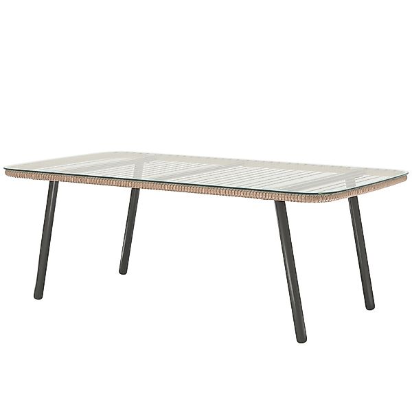 Outsunny Garten-Couchtisch aus geflochtener Kunstharz mit 5 mm dickem gehär günstig online kaufen