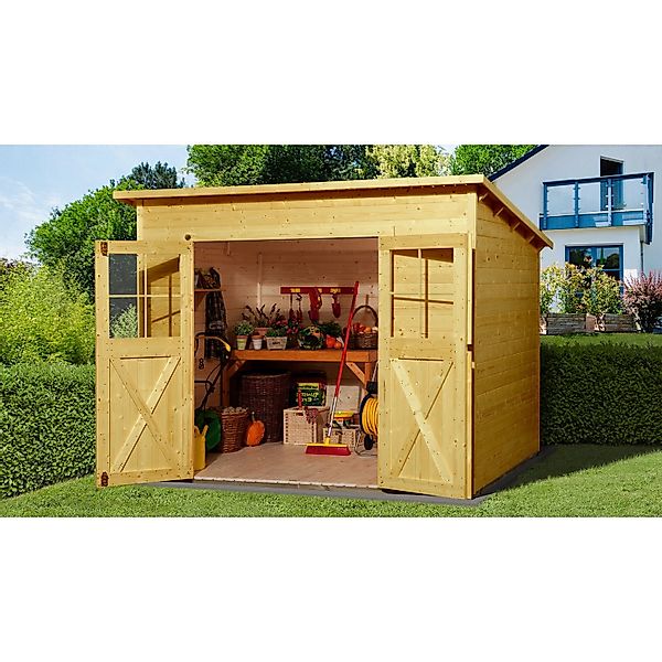 Weka Holz-Gartenhaus Pultdach Lasiert 295 cm x 293 cm günstig online kaufen