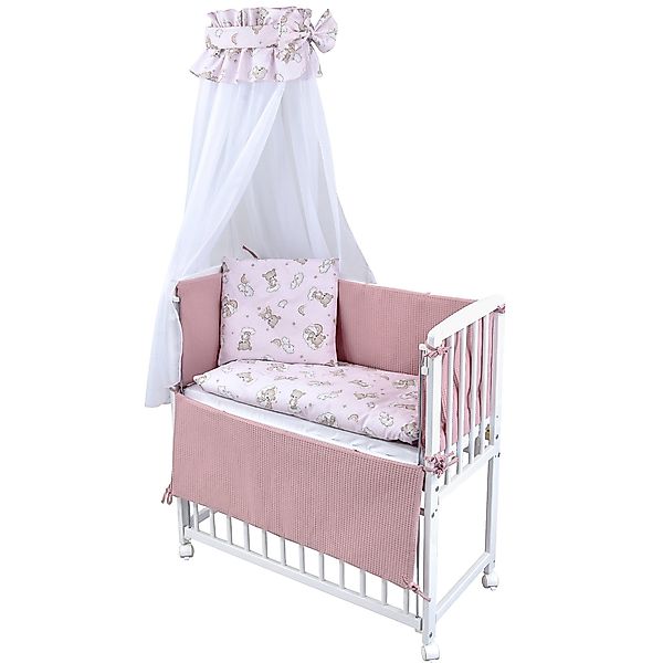 Baby-Delux Beistellbett Babybett Waffelpique Bärchen Rosa, günstig online kaufen