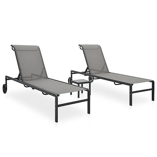 vidaXL Sonnenliegen 2 Stk mit Tisch Textilene und Stahl 316828 günstig online kaufen