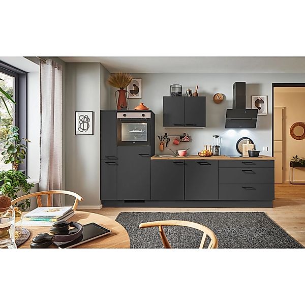 pino Küchenzeile 280 cm Grafit Anschlag,inks 1 Geräte-. 1 Seitenschrank günstig online kaufen