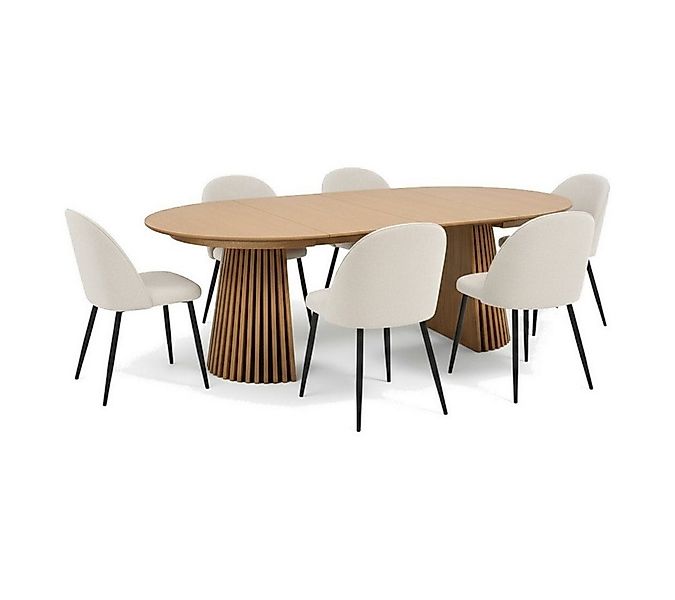 ebuy24 Essgruppe Tokyo Essgruppe Esstisch natur, 6 Stühle aus beige, (7-tlg günstig online kaufen