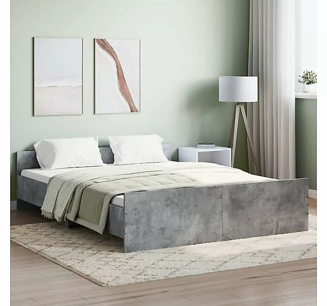 furnicato Bett Bettgestell mit Kopf- und Fußteil Betongrau 160x200 cm günstig online kaufen