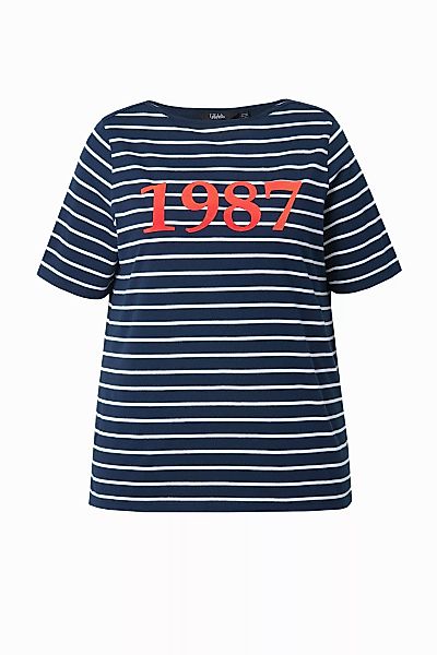 Ulla Popken T-Shirt T-Shirt Ringel Flockdruck günstig online kaufen