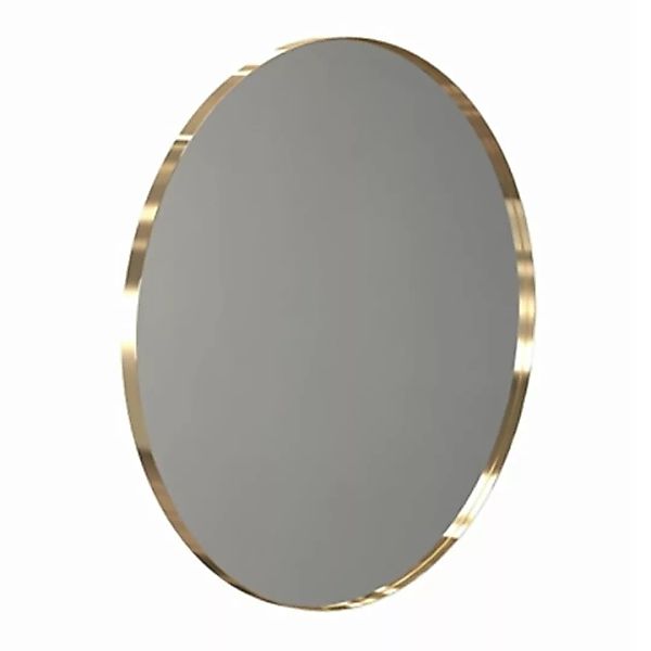 FROST - Unu 4142 Spiegel Ø80cm - gebürstet gold/mit schmalem Regalrahmen/T günstig online kaufen