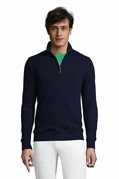 Zipper-Pullover aus Bedford-Ripp, Herren, Größe: XL Tall, Blau, Baumwolle, günstig online kaufen