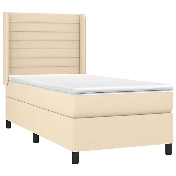 vidaXL Boxspringbett mit Matratze & LED Creme 90x190 cm Stoff 3138362 günstig online kaufen