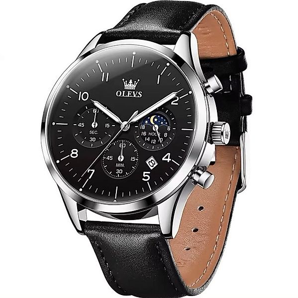 Tidy Quarzuhr Herren Chronograph Uhr mit Tag & Nacht Anzeige, Lederarmband günstig online kaufen