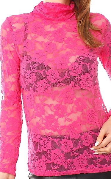 Muse Spitzenshirt Turtleneck Spitzenshirt Langarm transparent günstig online kaufen