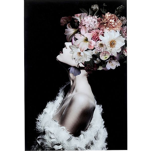 Kare Design Glasbild Flowery, Frau, Glasbild, günstig online kaufen
