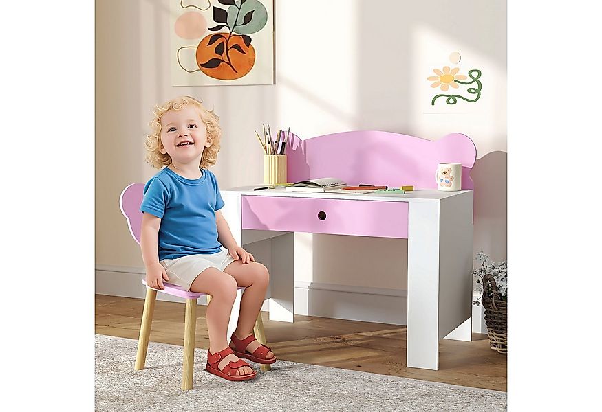 AIYAPLAY Kindertisch mit Tischplatte & Schublade, Bärenform (Kinderschreibt günstig online kaufen