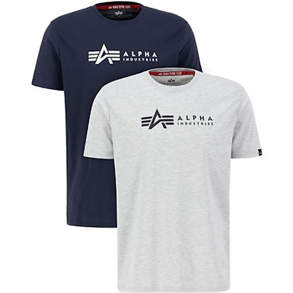 Alpha Industries  T-Shirt Alpha Label T 2 Pack - grey.heat/rep.blue günstig online kaufen