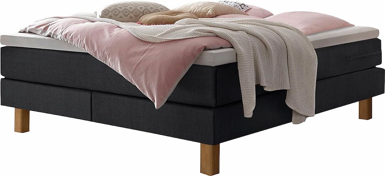 HASENA Boxspringbett "Isoba" ohne Kopfteil, frei im Raum, Stoffvarianten, F günstig online kaufen