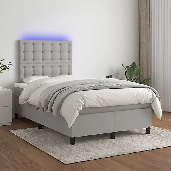 vidaXL Boxspringbett Boxspringbett mit Matratze LED Hellgrau 120x200 cm Sto günstig online kaufen