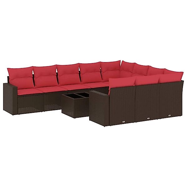 vidaXL 11-Tlg Garten-Sofagarnitur mit Kissen Braun Poly Rattan 3219494 günstig online kaufen