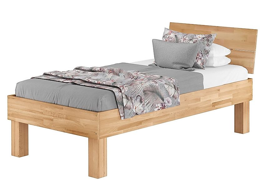 ERST-HOLZ Massivholzbett Hohes Seniorenbett 100 x 200 cm Extra Stabil Buche günstig online kaufen