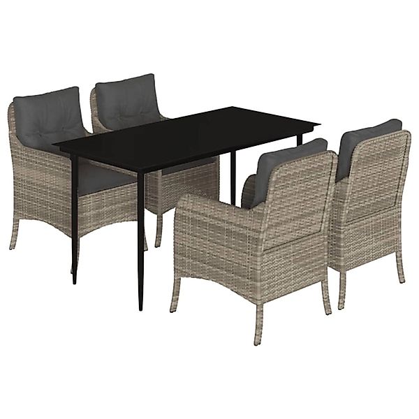vidaXL 5-Tlg Garten-Essgruppe mit Kissen Hellgrau Poly Rattan 3211992 günstig online kaufen