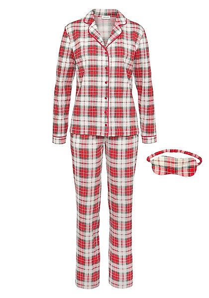 LASCANA Schlafanzug, (Set, 3-teilig), incl. Schlafmaske günstig online kaufen