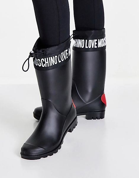 Love Moschino – Regenstiefel in Schwarz mit Logo günstig online kaufen