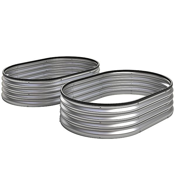 Outsunny Hochbeet Metall 2er Set 135 x 90 x 30cm Oval Hochbeete mit Offenem günstig online kaufen