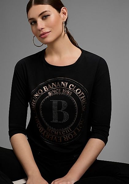 Bruno Banani 3/4-Arm-Shirt mit Foil-Print und Glitzersteinen günstig online kaufen