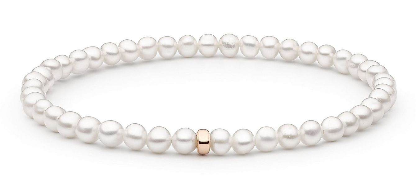 Gaura Pearls Perlenarmband klassisch weiß rund 4-4.5 mm, 17,5 cm flex, echt günstig online kaufen