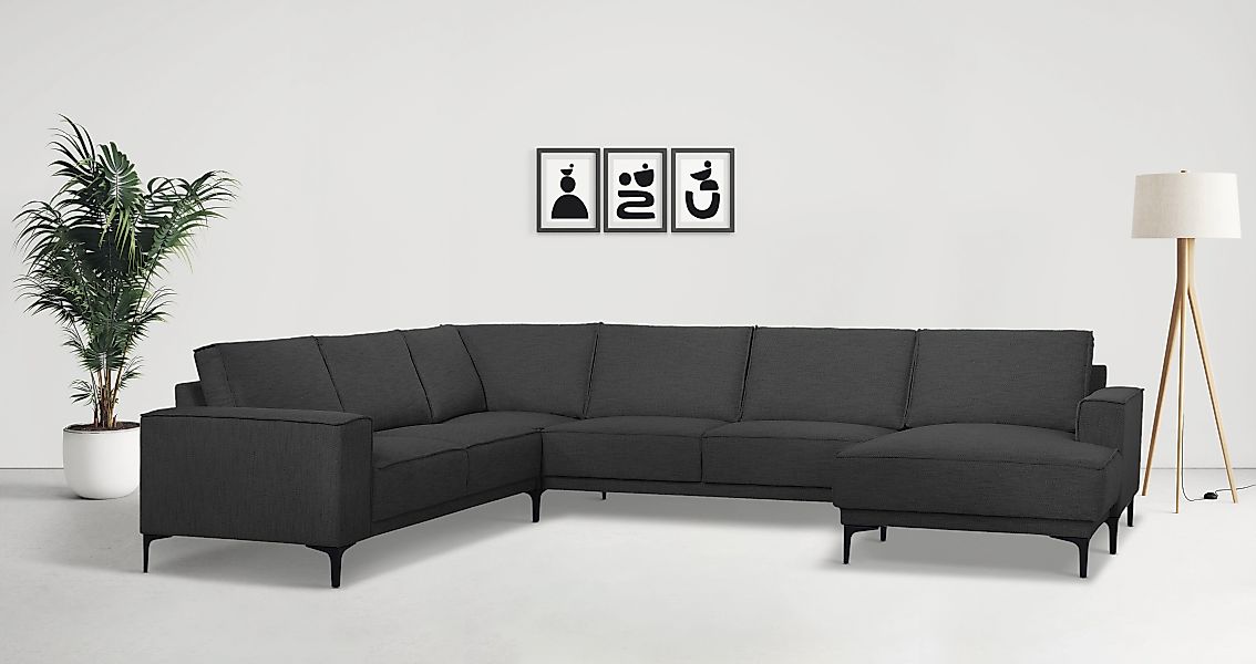 Places of Style Wohnlandschaft "XXL Sofa Oland, Struktur, Flachgewebe, Luxu günstig online kaufen