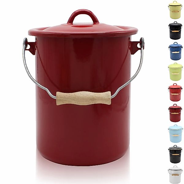 Krüger Mülleimer "Emaille-Eimer mit Deckel Serie Rio" schnitt- / kratzfeste günstig online kaufen