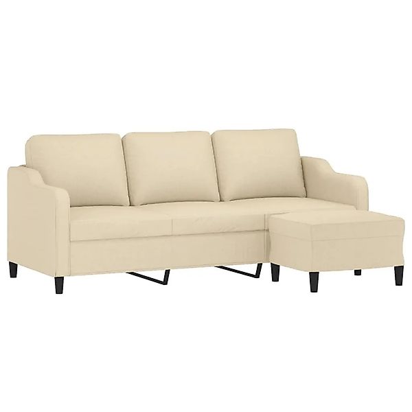 vidaXL 3-Sitzer-Sofa mit Hocker Creme 180 cm Stoff 3201137 günstig online kaufen