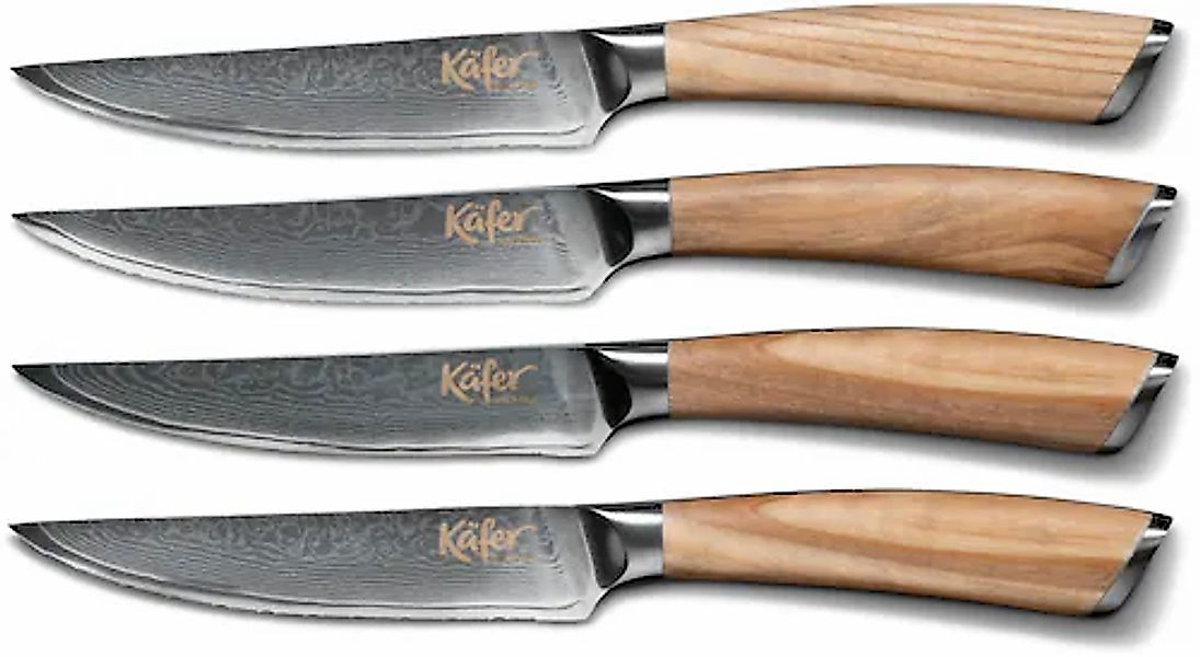 Käfer Steakbesteck, (Set, 4 tlg.), Olivenholzgriff, 67-lagiger Damaszenerst günstig online kaufen