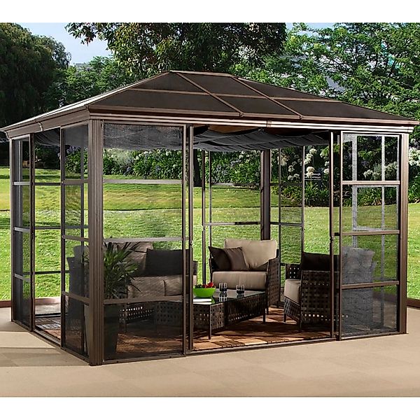 Sojag Aluminium Pavillon Castel 10 x 12 Bronze 298 cm x 362 cm x 283 cm günstig online kaufen