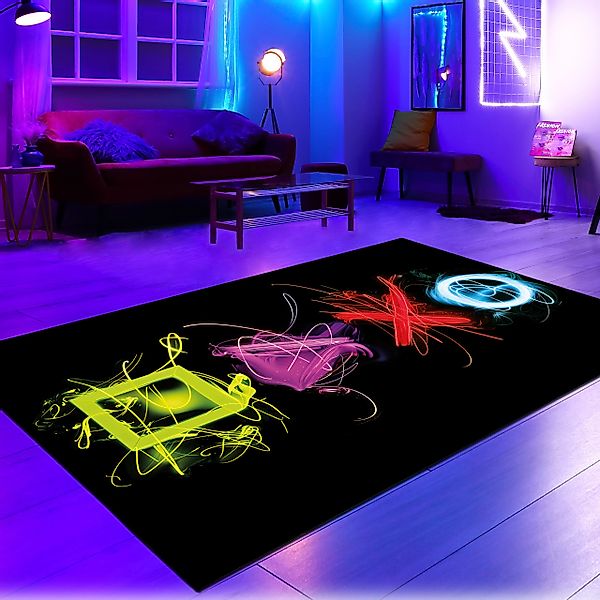 Carpetia Kinderteppich Gaming-Teppich mit lebendigen Neon-Farben günstig online kaufen