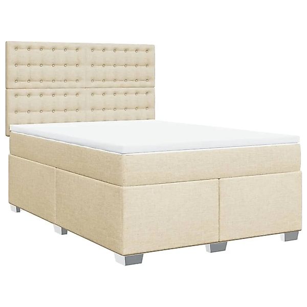 vidaXL Boxspringbett mit Matratze Creme 160x200 cm Stoff 3290558 günstig online kaufen
