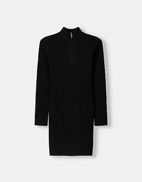 Bershka Minikleid Mit Rippenmuster Und Reißverschluss Damen Xs Schwarz günstig online kaufen