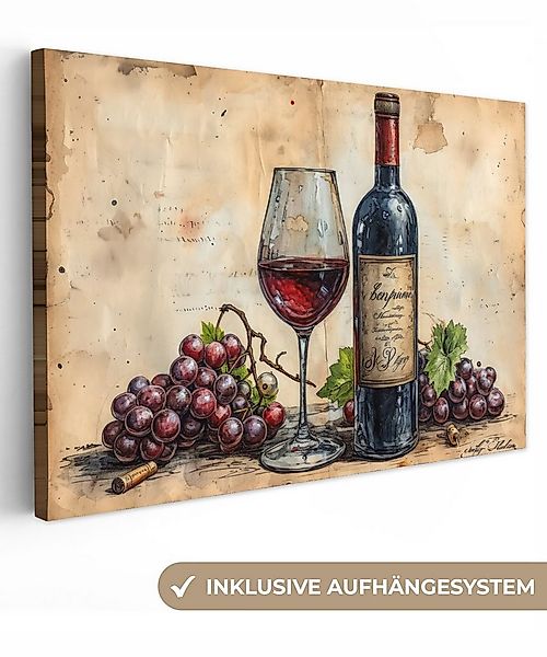 OneMillionCanvasses® Leinwandbild Wein - Trauben - Jahrgang - Retro, Fotodr günstig online kaufen