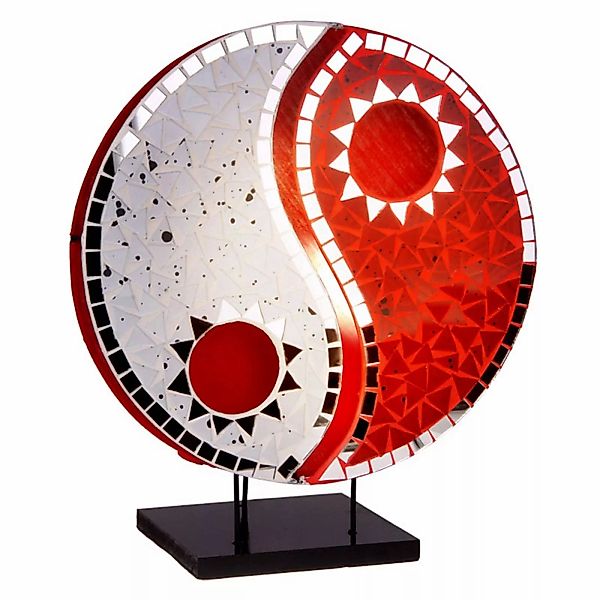 Tischlampe Ying Yang mit Mosaikspiegelsteinen rot günstig online kaufen