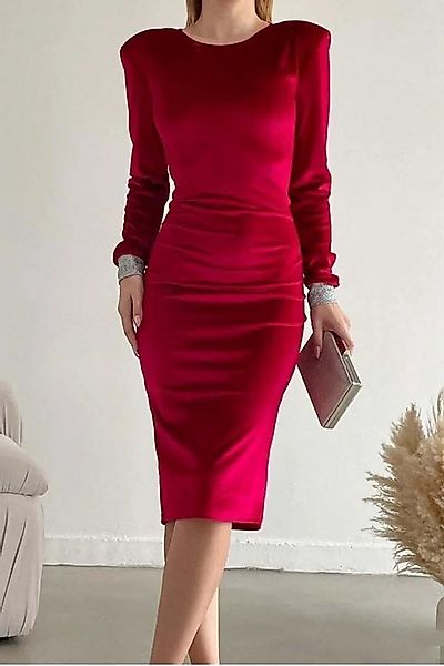 WOMAN VISION Minikleid Velours Midi Kleid mit Stein-Detail günstig online kaufen