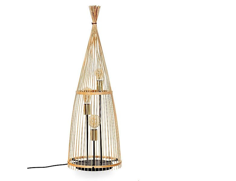 hofstein Stehlampe moderne Stehleuchte aus Metall/Bambus in Schwarz/Naturfa günstig online kaufen