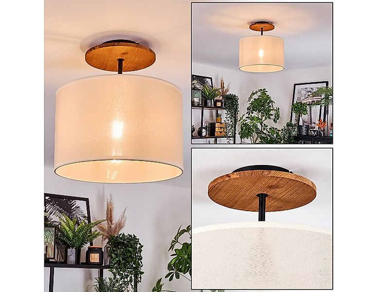 hofstein Deckenleuchte Deckenlampe aus Metall/Holz/Stoff in Schwarz/Natur/B günstig online kaufen