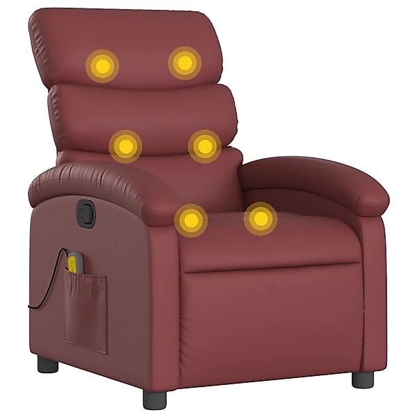 vidaXL Sessel Massagesessel Weinrot Kunstleder (1-St) günstig online kaufen