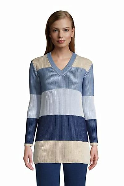 Pullover DRIFTER mit V-Ausschnitt Gestreift, Damen, Größe: L Normal, Blau, günstig online kaufen