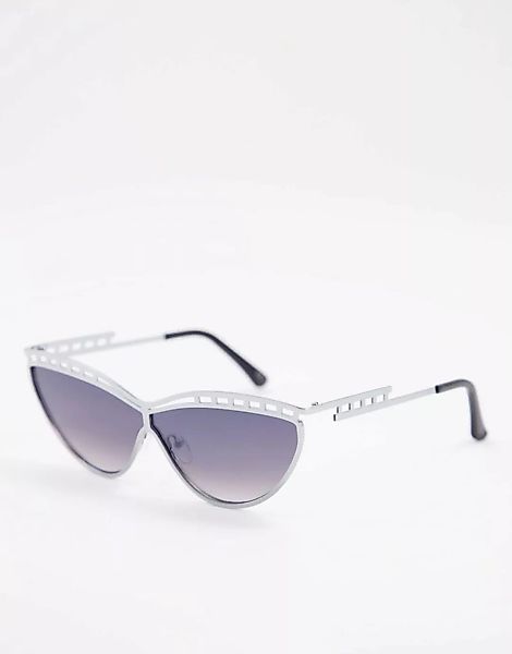 Jeepers Peepers – Sonnenbrille in Silber mit Rahmendetail günstig online kaufen