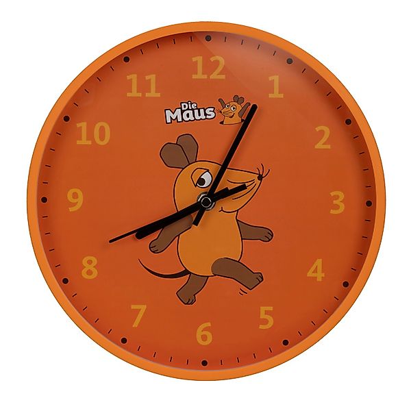 DieMaus Kinderwanduhr Maus-Motiv Ø 25 cm Orange günstig online kaufen