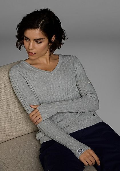 KangaROOS V-Ausschnitt-Pullover in breit geripptem Feinstrick günstig online kaufen